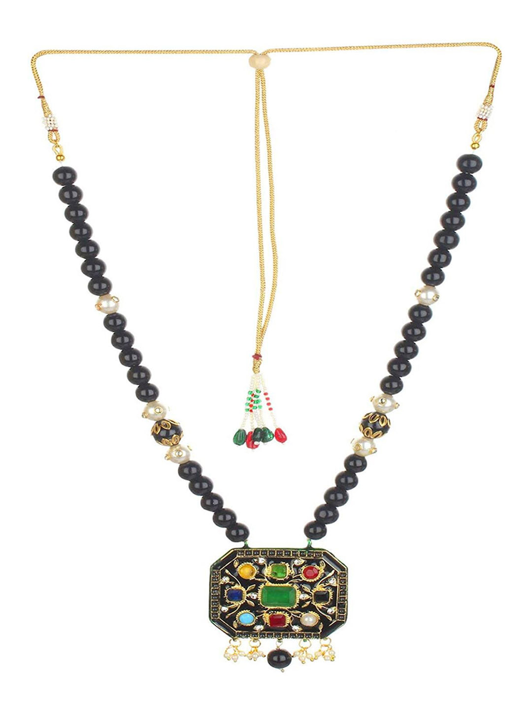 

Runjhun Gold-plated Kundan Stone Studded & Beaded Jewellery Set