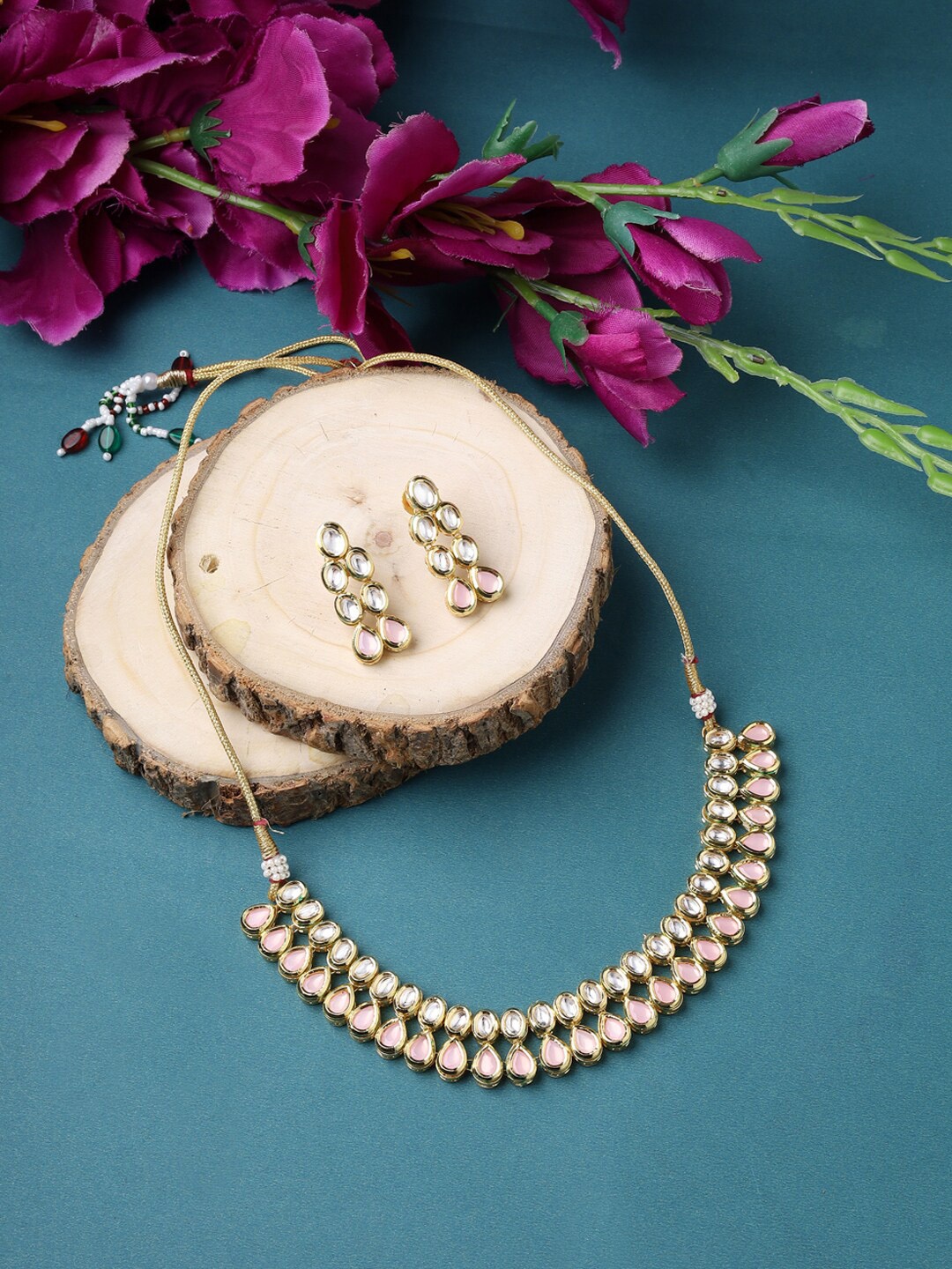

Runjhun Gold-Plated Kundan Studded Jewelry Set