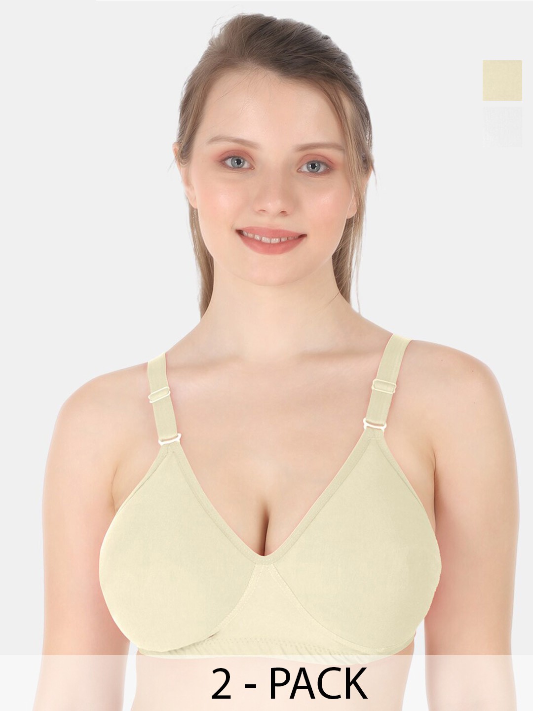 

Tweens Pack Of 2 Full Coverage Non Padded Cotton Minimizer Bra With All Day Comfort, White