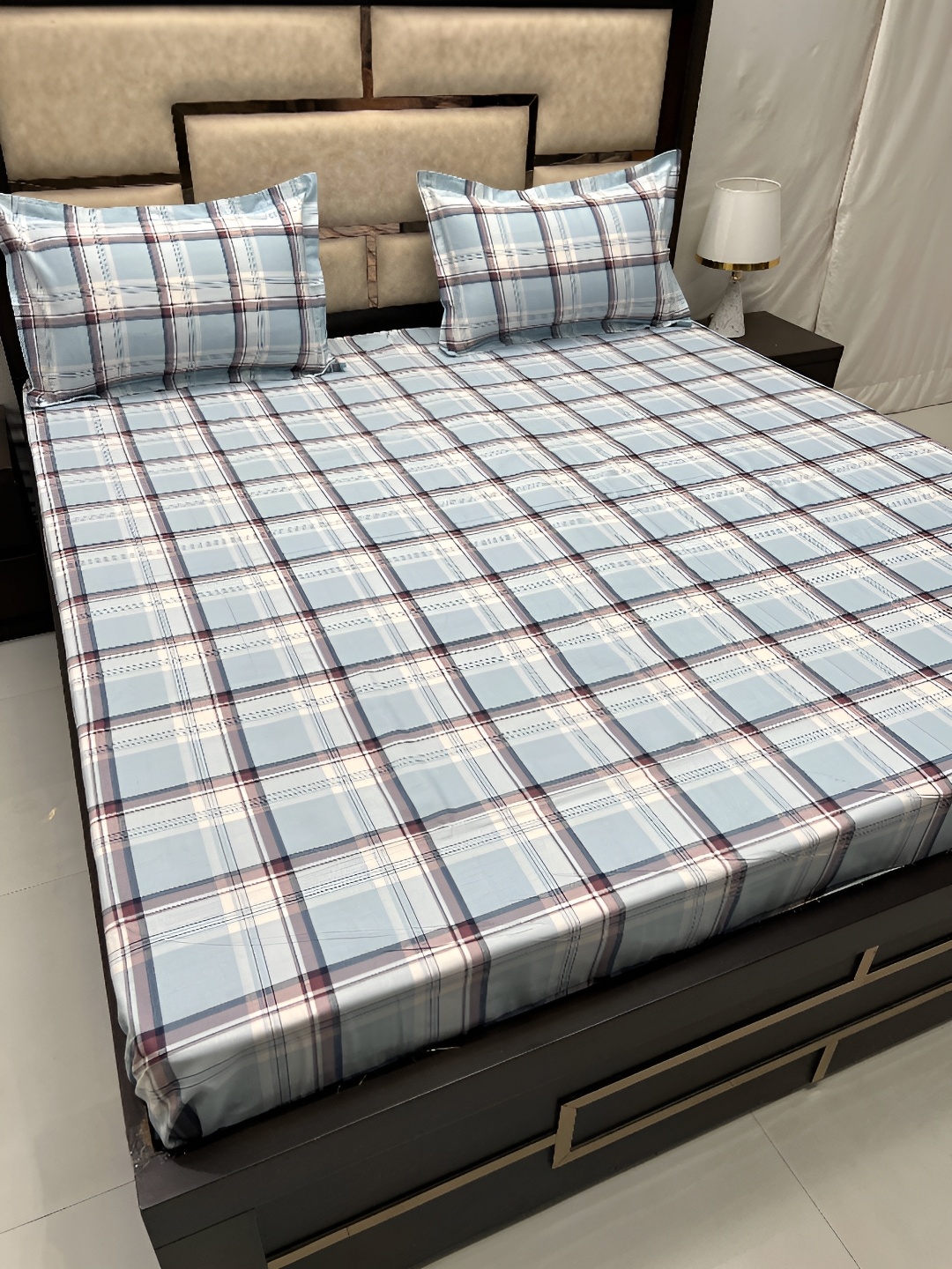 

Pure Decor Velar Blue Printed Pure Cotton 330 TC Queen Bedsheet With 2 Pillow Covers