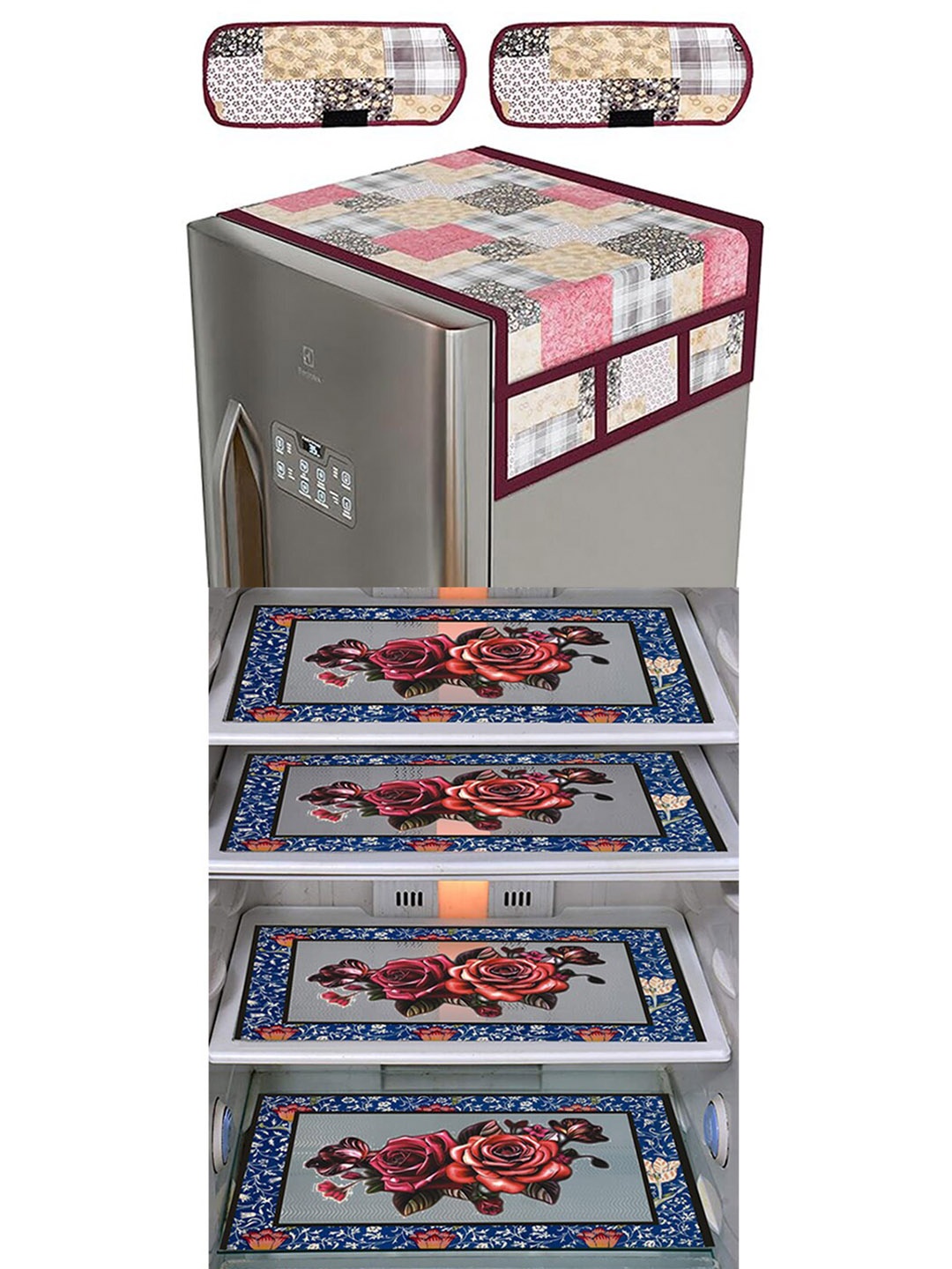 

Dakshya Industries Blue & Beige 7 Pieces Floral Printed Waterproof Refrigerator Covers