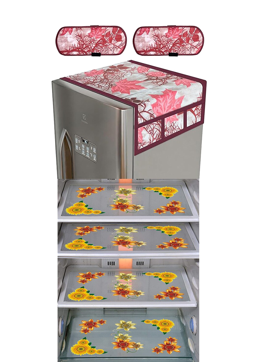 

Dakshya Industries Yellow 7 Pieces Floral Printed Waterproof Refrigerator Covers