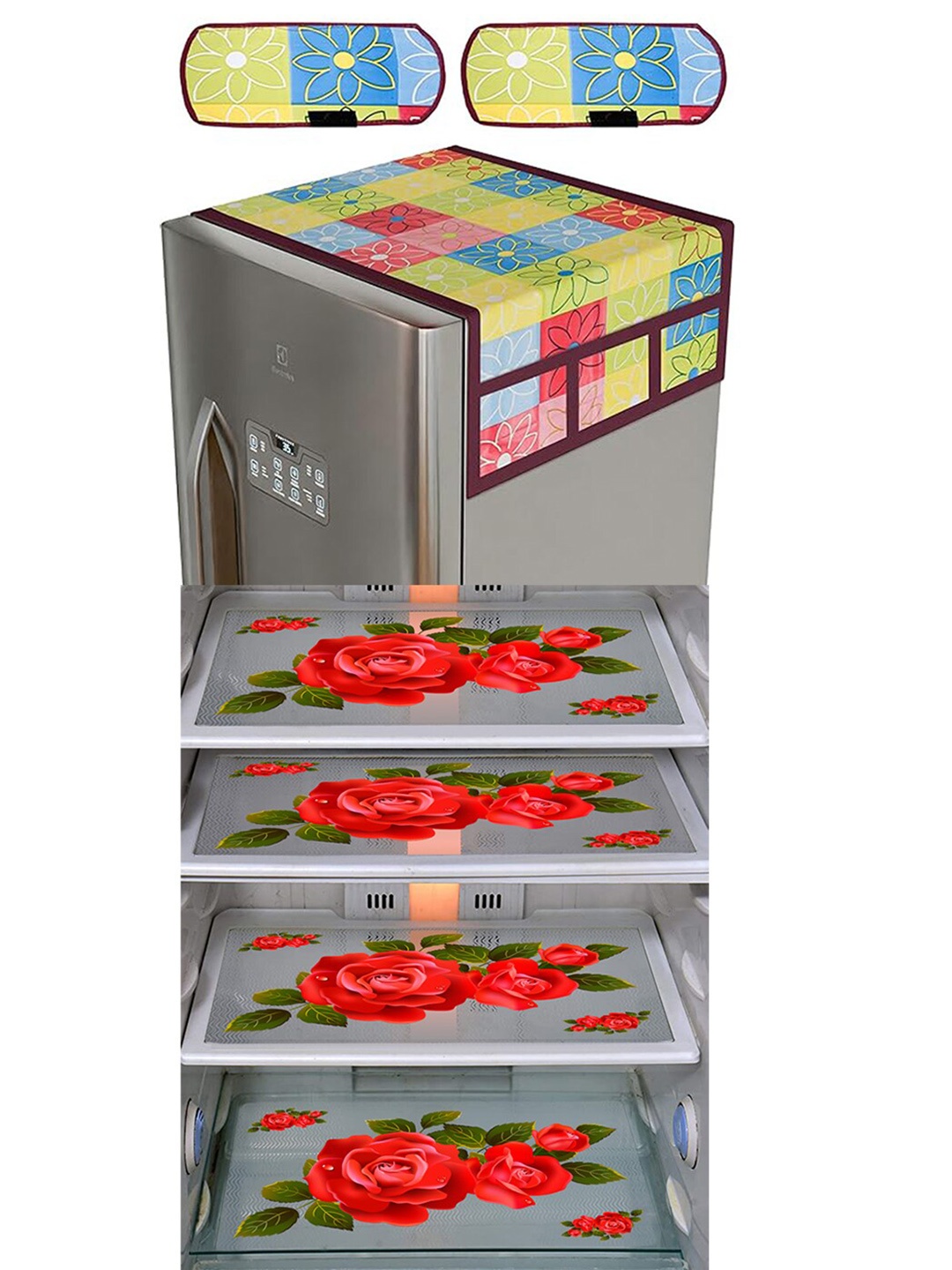

Dakshya Industries Red 7 Pieces Floral Printed Waterproof Refrigerator Covers