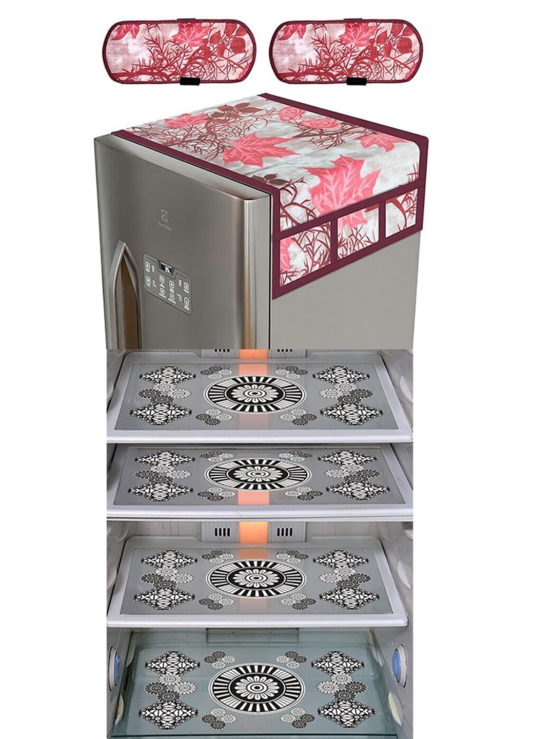 

Dakshya Industries Maroon & White 7 Pieces Floral Printed Waterproof Refrigerator Covers