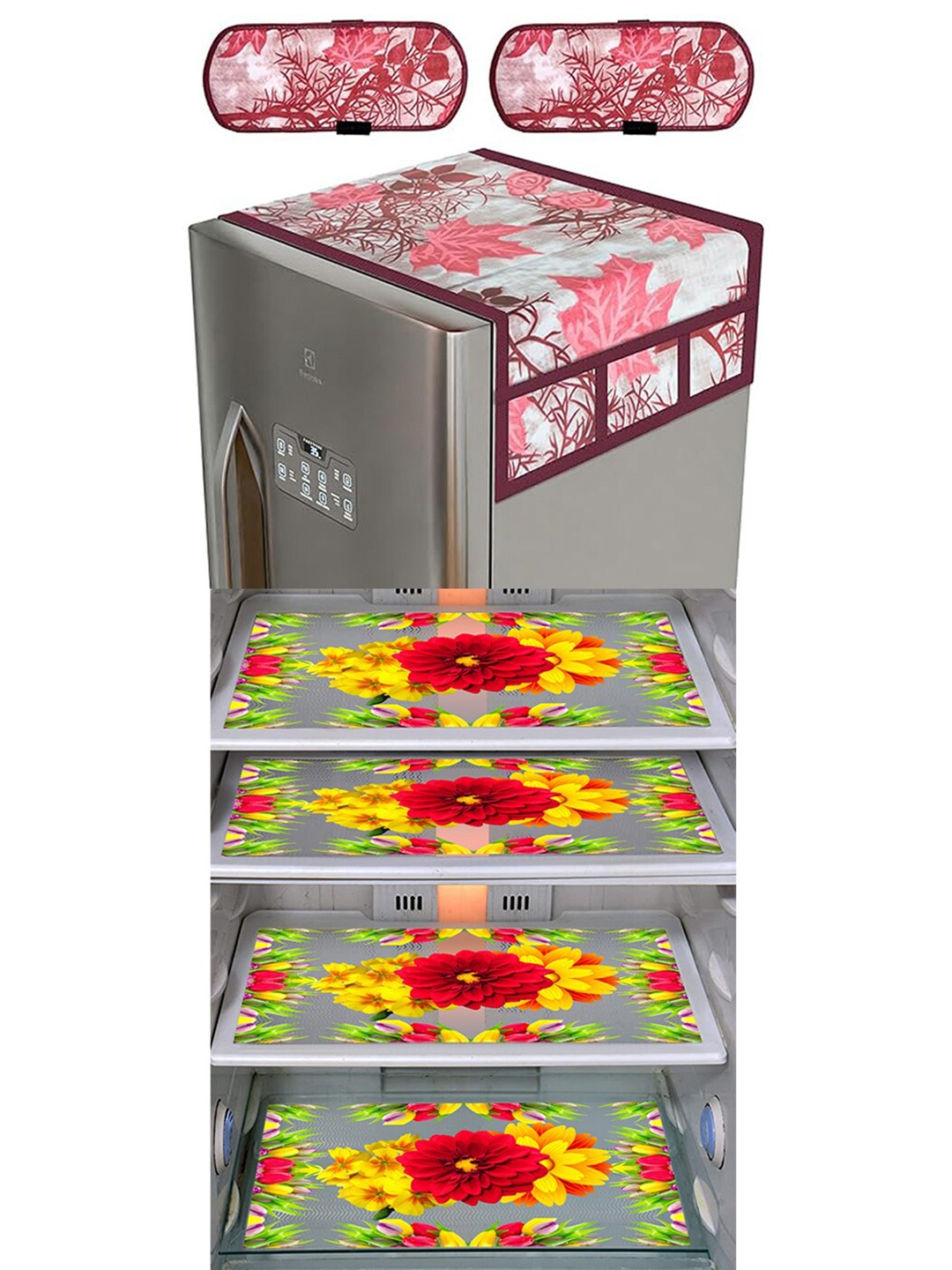 

Dakshya Industries Yellow & Maroon 7 Pieces Floral Printed Waterproof Refrigerator Covers