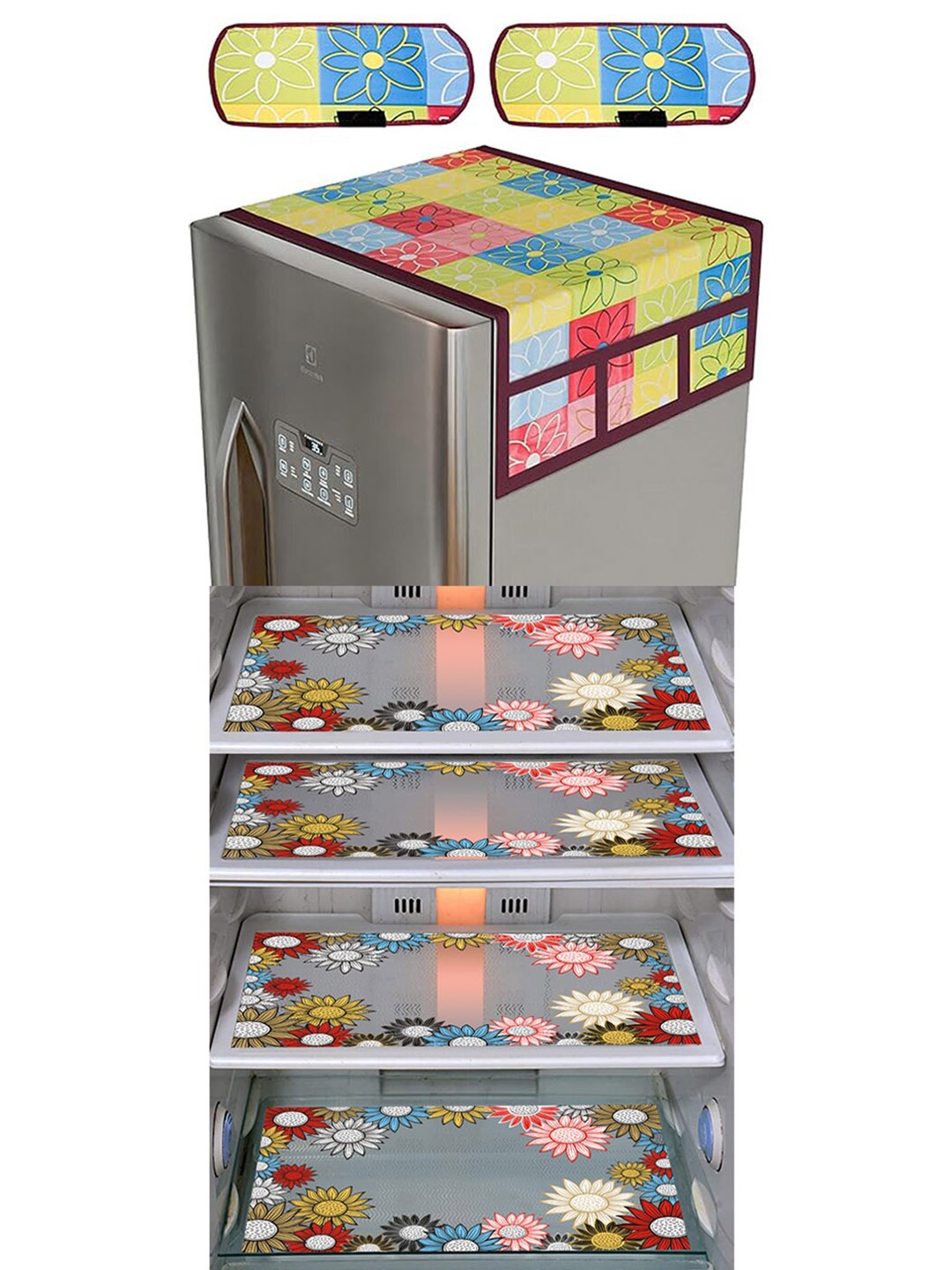 

Dakshya Industries 7Pcs Yellow Printed Protective Barriers Refrigerator Cover Combo