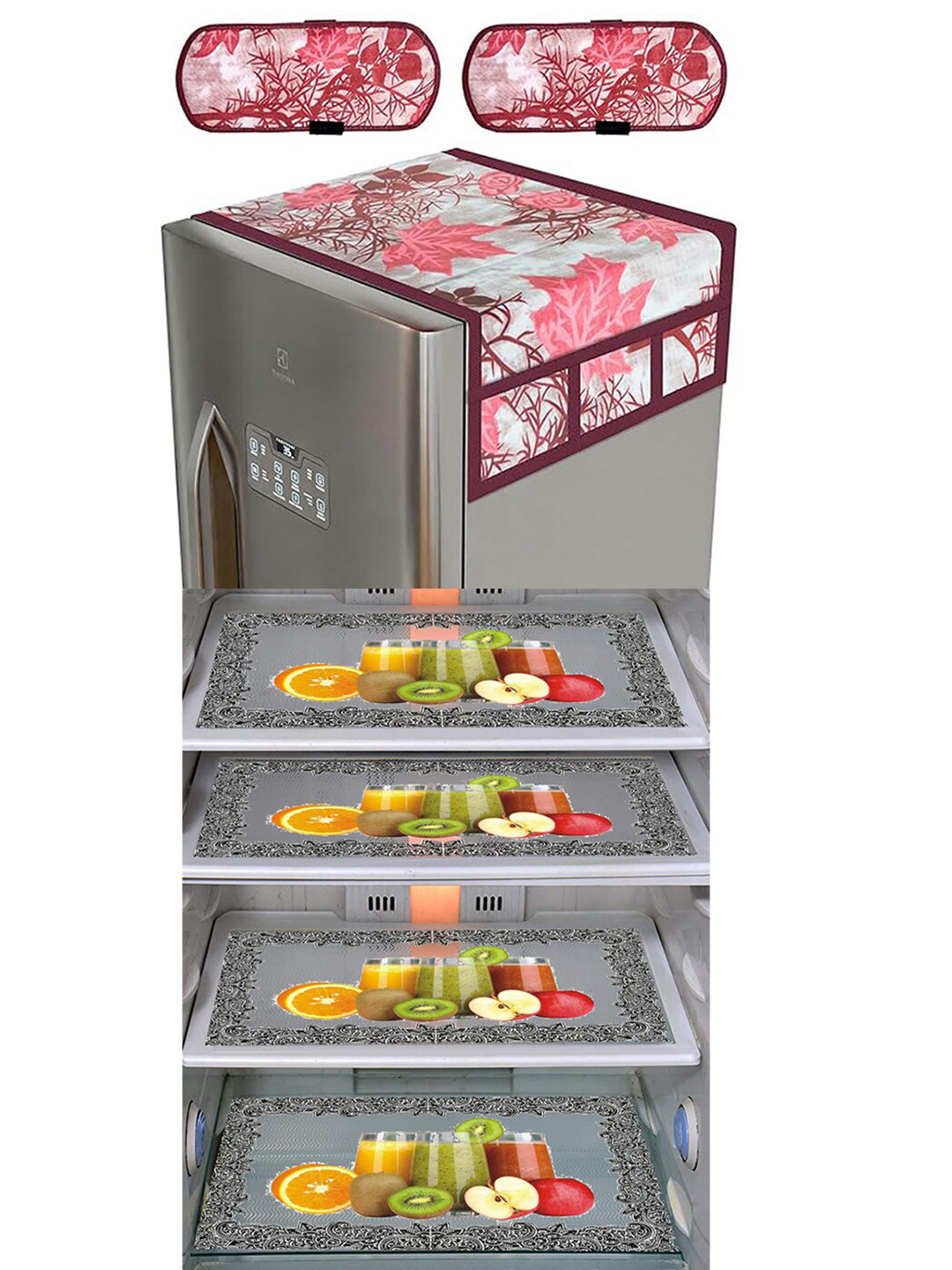 

Dakshya Industries 7Pcs Maroon Printed Protective Barriers Refrigerator Cover Combo, Yellow