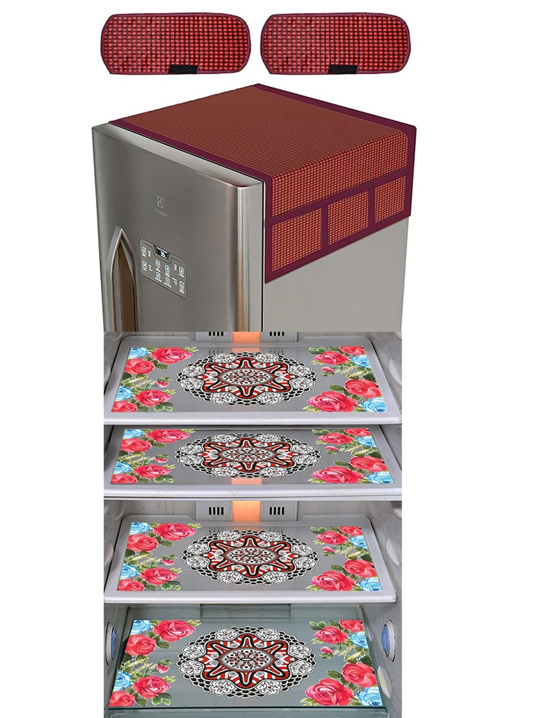 

Dakshya Industries 7Pcs Pink Printed Protective Barriers Refrigerator Cover Combo