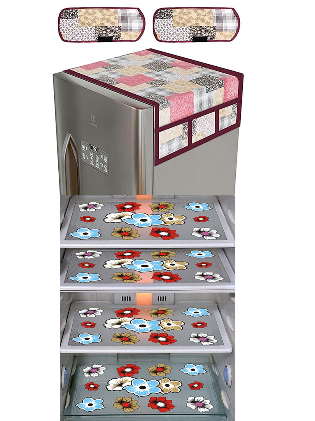 

Dakshya Industries 7Pcs Beige Printed Protective Barriers Refrigerator Cover Combo