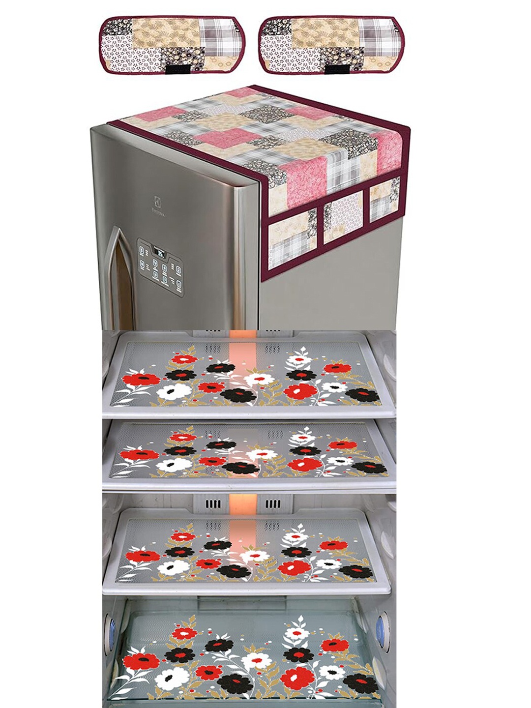 

Dakshya Industries 7Pcs Beige Printed Protective Barriers Refrigerator Cover Combo