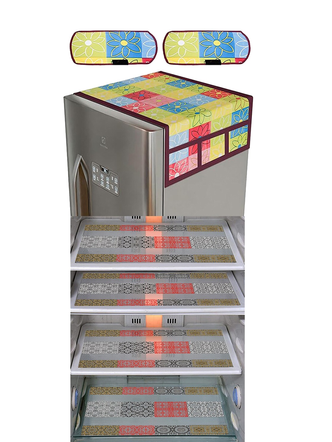 

Dakshya Industries 7Pcs Yellow Printed Protective Barriers Refrigerator Cover Combo