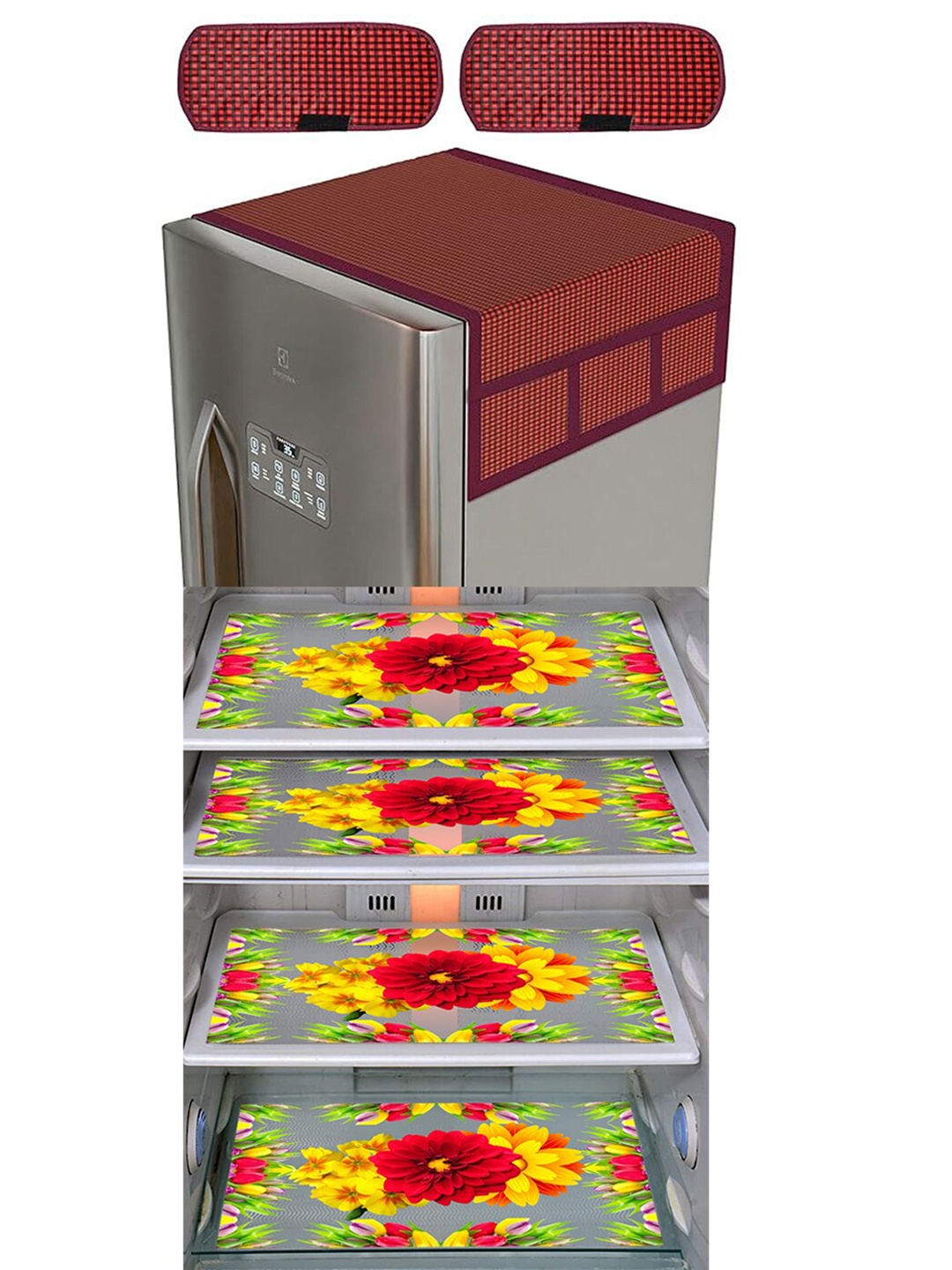 

Dakshya Industries 7pcs Red & Yellow Printed Refrigerator Covers