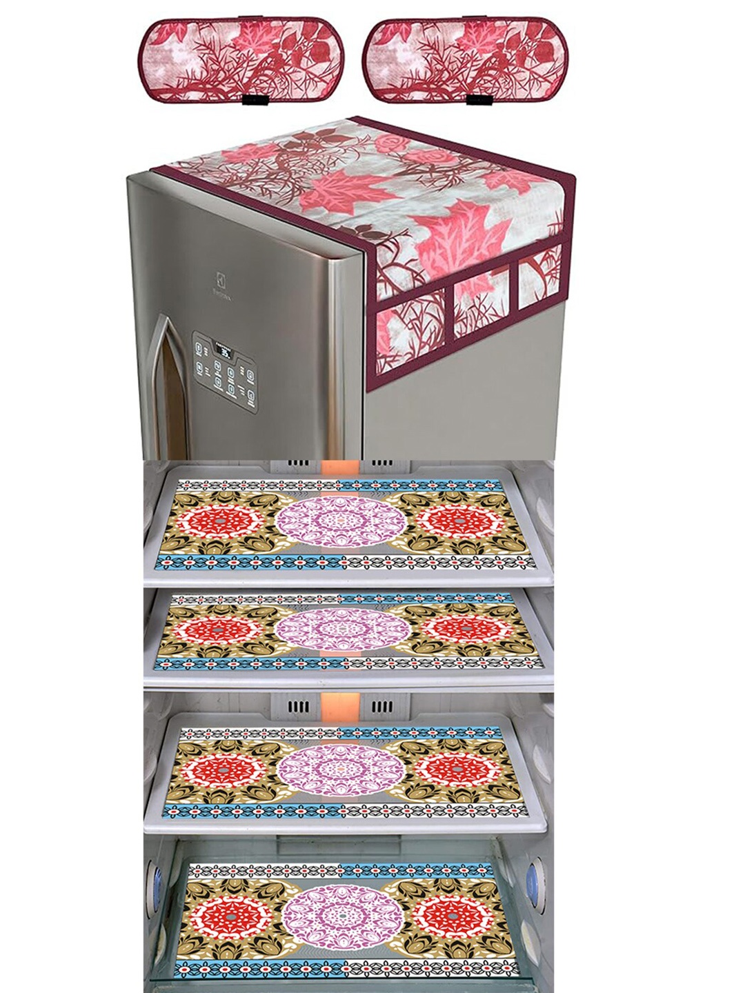 

Dakshya Industries Pink & Yellow 7 pcs Printed Refrigerator Appliance covers