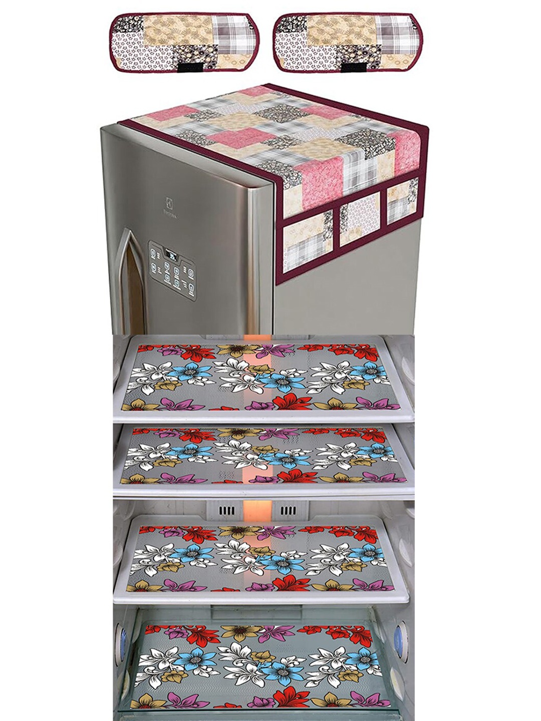 

Dakshya Industries Blue & Beige 7 pcs Printed Refrigerator Appliance covers