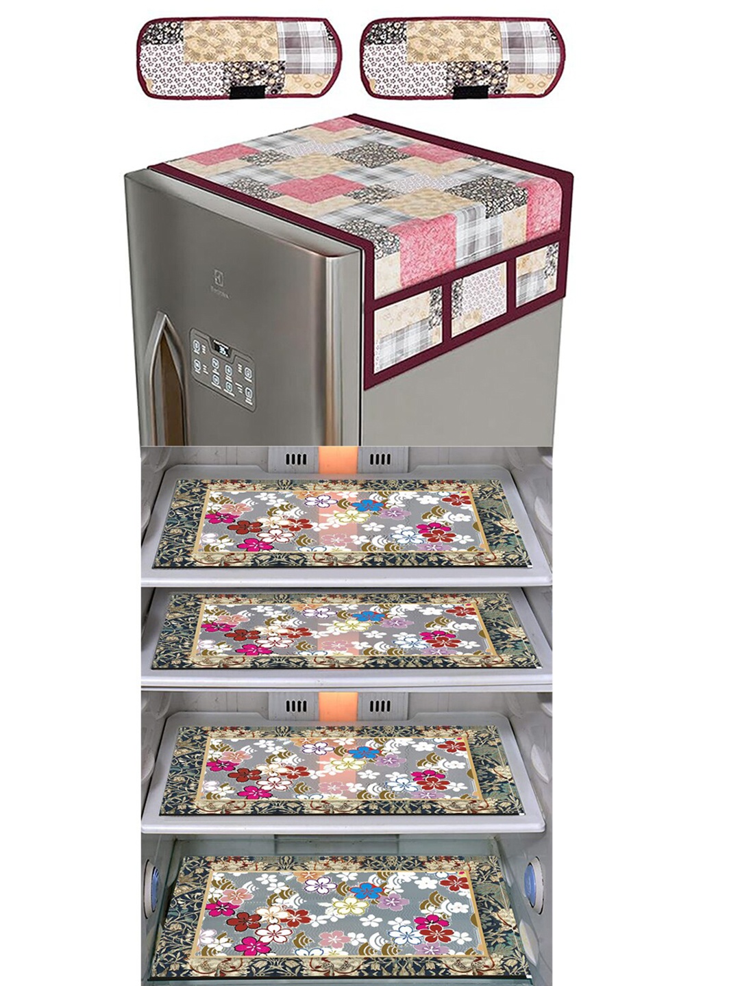 

Dakshya Industries Red & White 7 Pieces Floral Refrigerator Appliance Covers