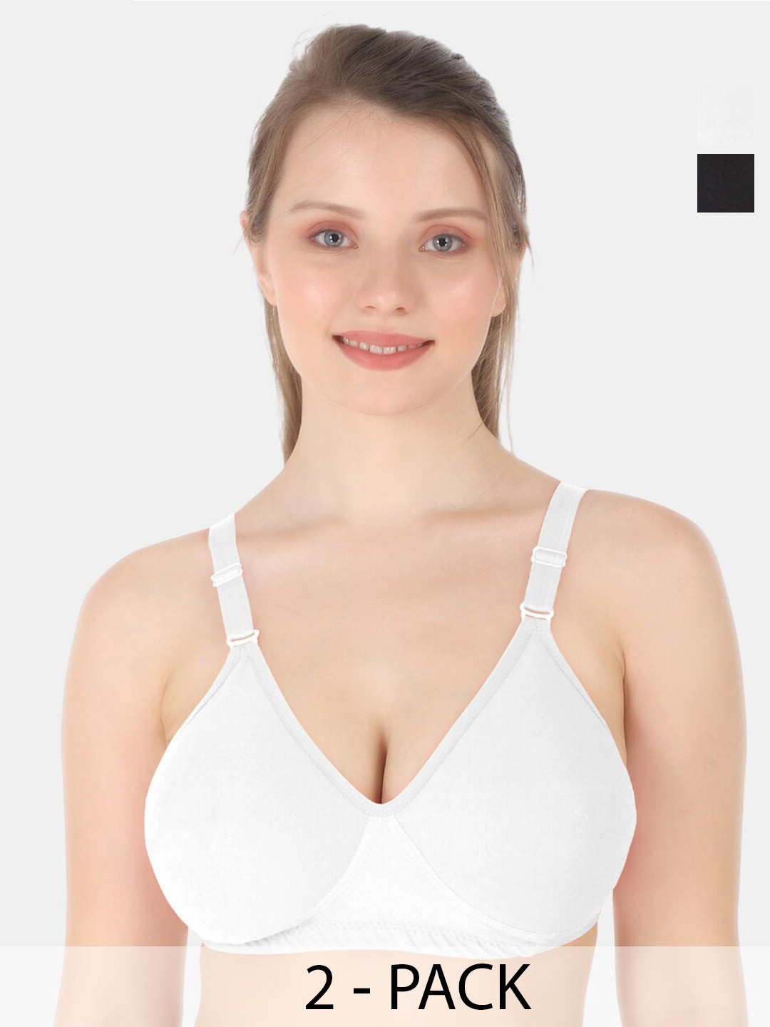

Tweens Pack Of 2 Full Coverage Non Padded Cotton Minimizer Bra With All Day Comfort, White