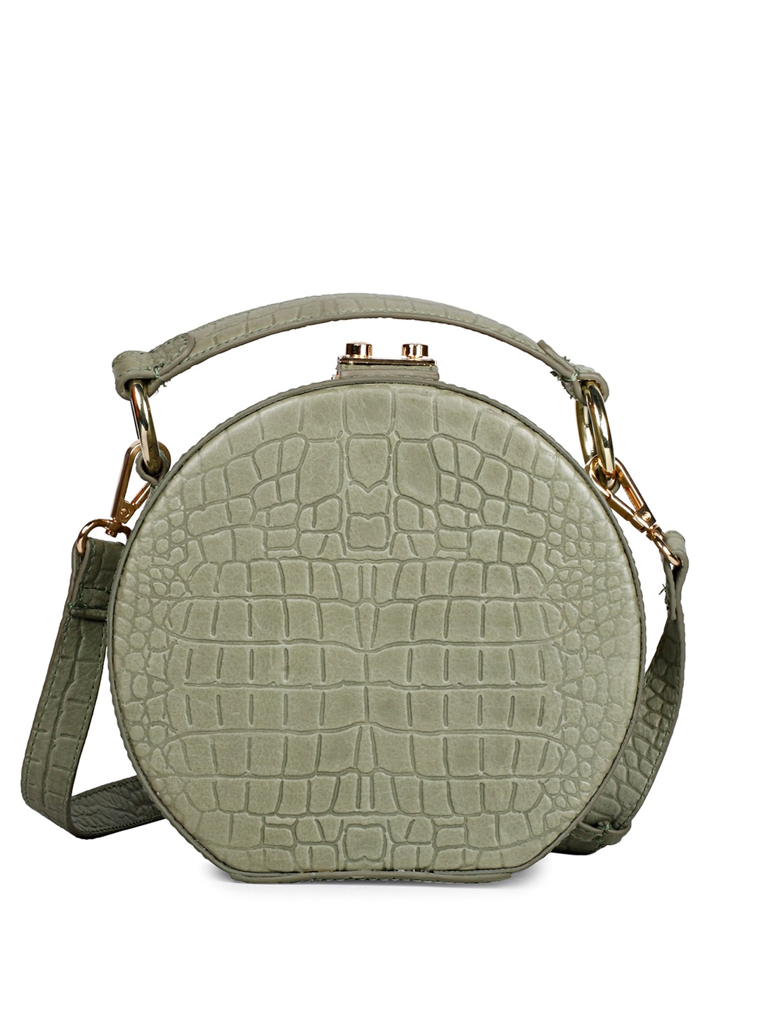 

Favore Textured Leather Structured Sling Bag, Olive