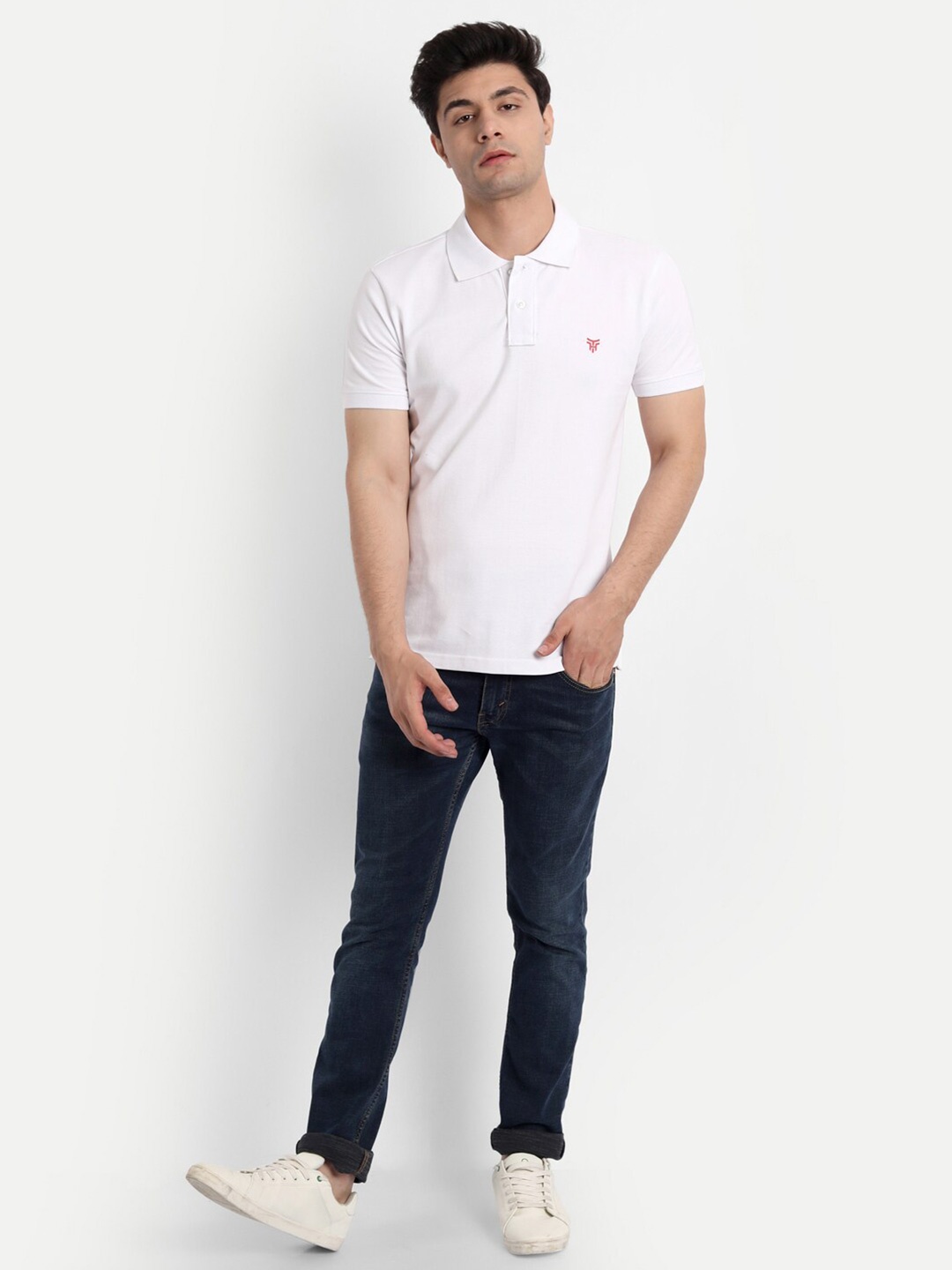 

TOMHIDDLE Polo Collar Short Sleeves Cotton Regular T-shirt, White