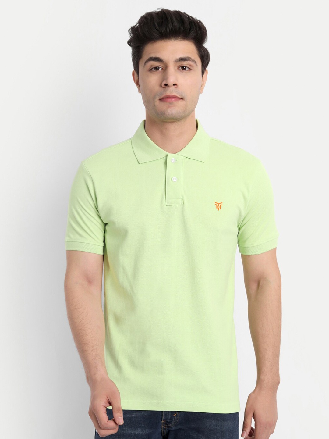 

TOMHIDDLE Polo Collar Short Sleeves Cotton T-shirt, Green