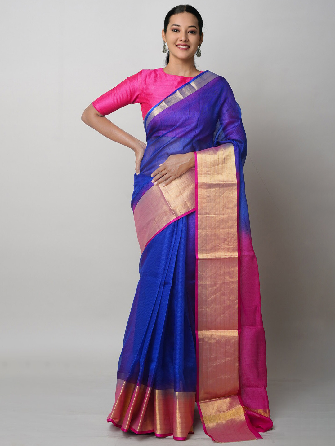 

Unnati Silks Woven Design Zari Pure Silk Kota Saree, Blue