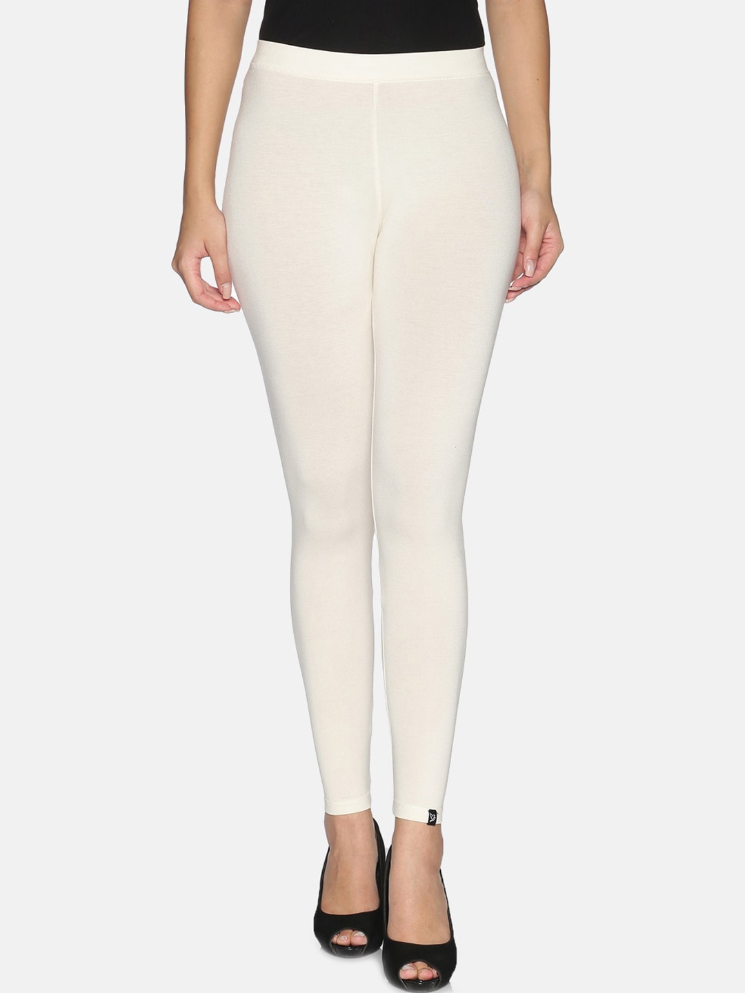 

TWIN BIRDS Women Solid Super Stretch Viscose Ankle Length Leggings, Off white