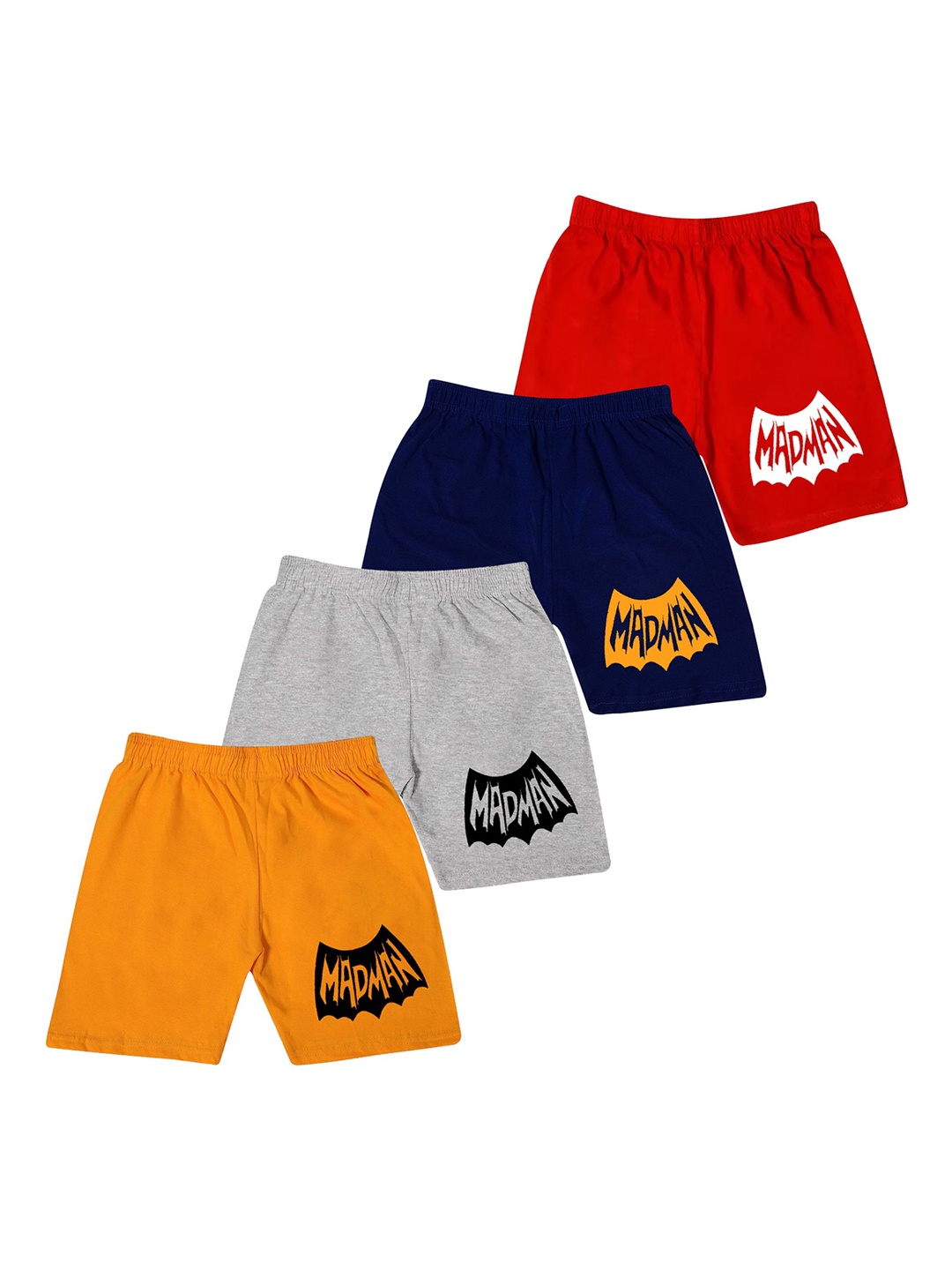 

BAESD Kids Pack Of 4 Typography Printed Pure Cotton Shorts, Mustard
