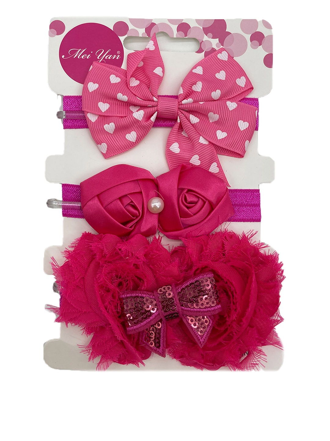 

SYGA Girls Set of 3 Velvet Bandana Elasticated Headbands, Rose