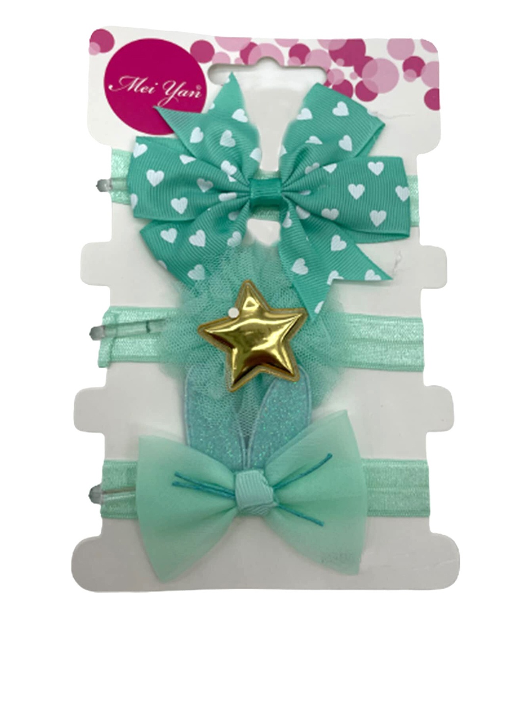 

SYGA Girls Set Of 3 Bow & Embellished Hairbands, Sea green