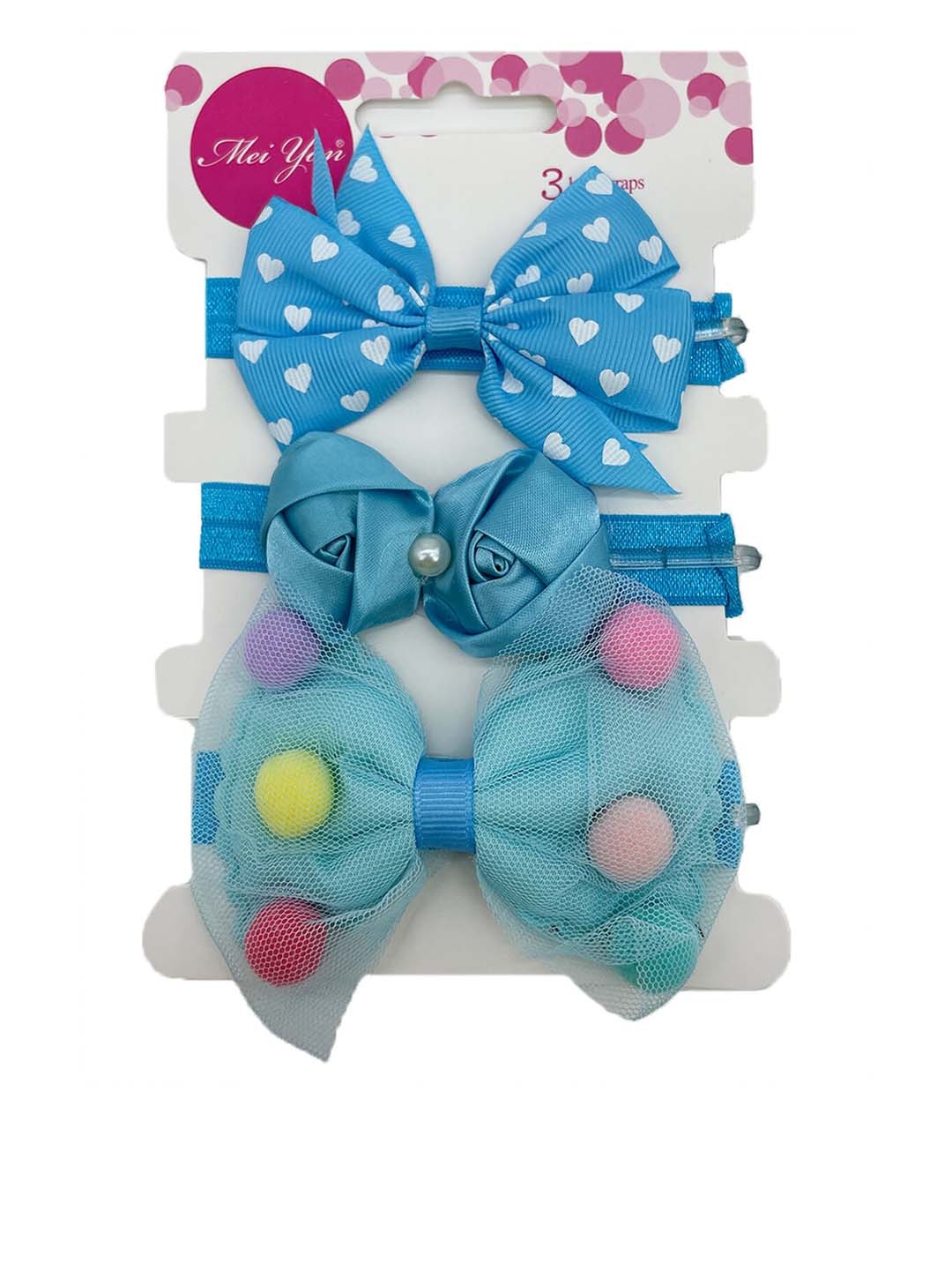 

SYGA Girls Pack of 3 Bow Bandana Headband, Blue