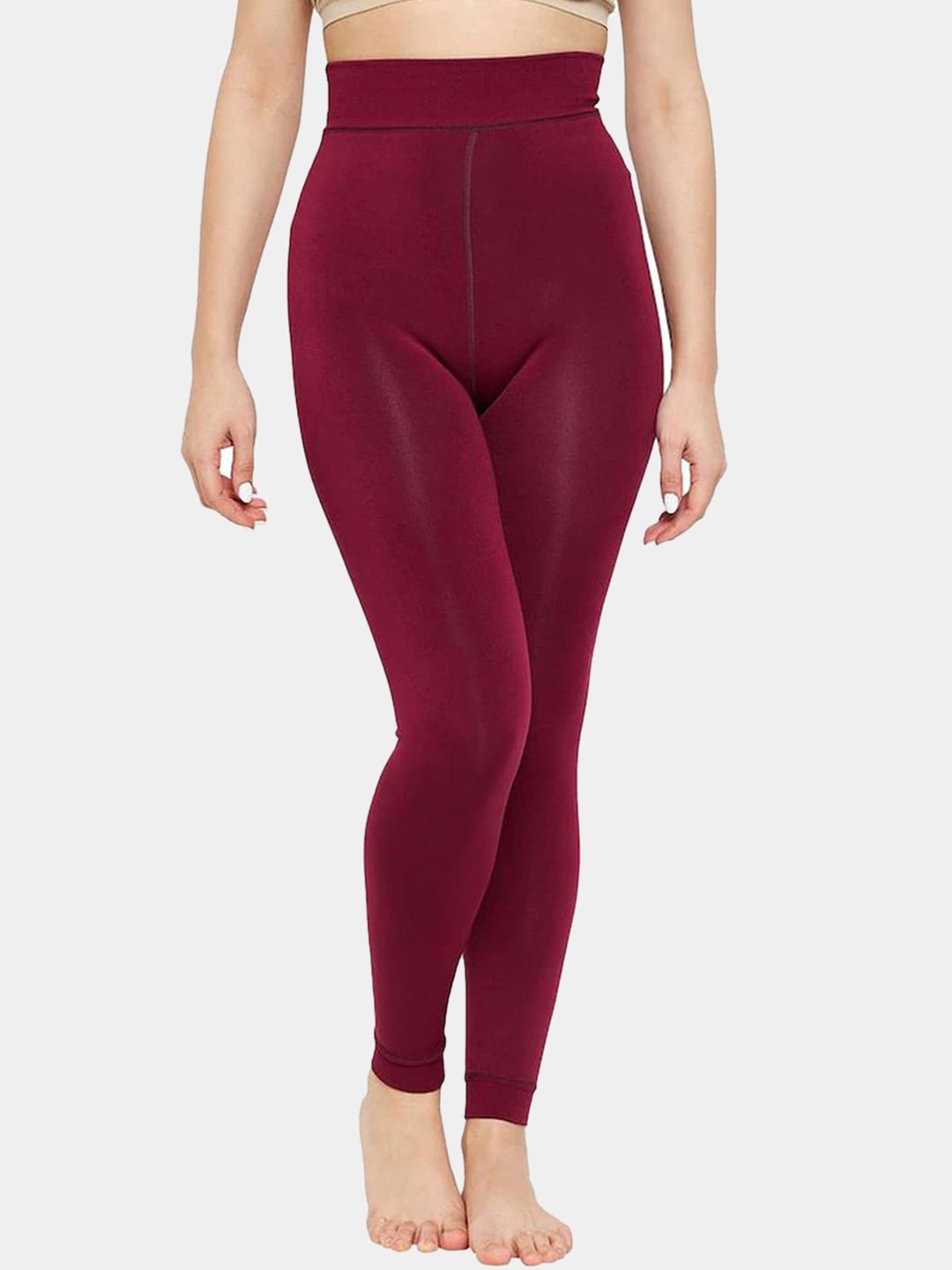 

BAESD Women Ankle Length Non Transparent Leggings, Maroon