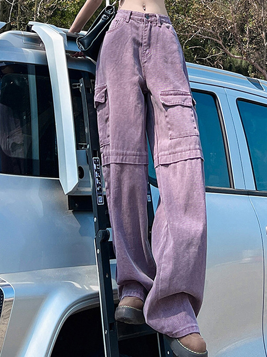 

LULU & SKY Women Loose Fit Trousers, Purple