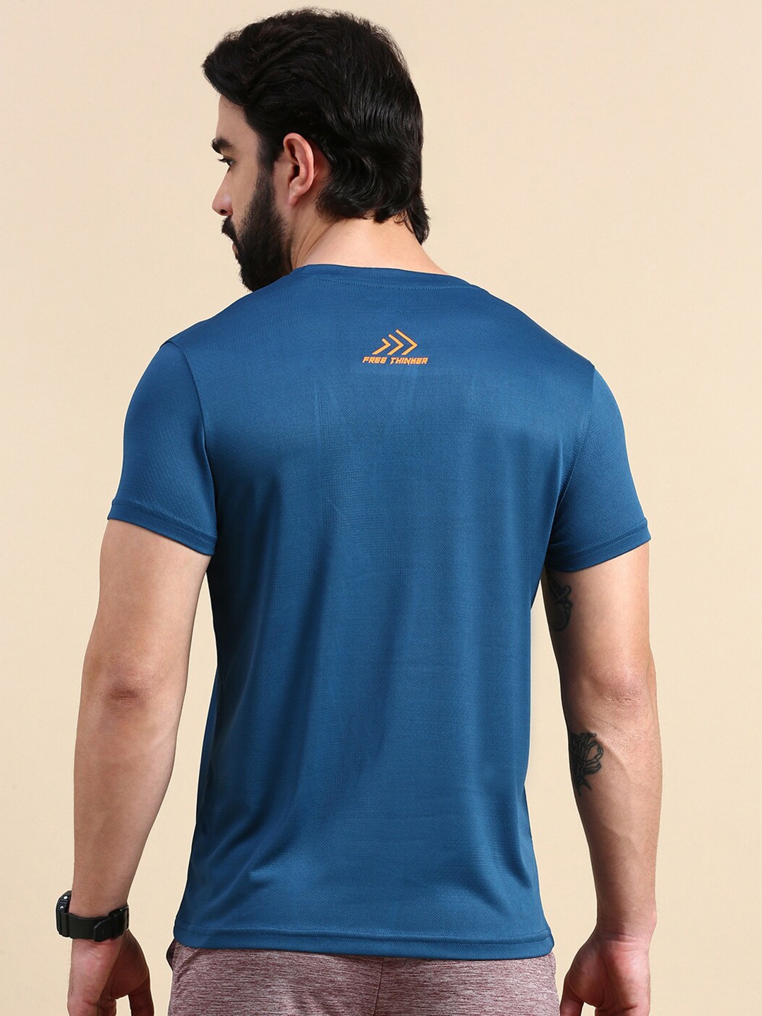 Classic Polo Typography Printed Antimicrobial Slim Fit T-shirt, Navy blue