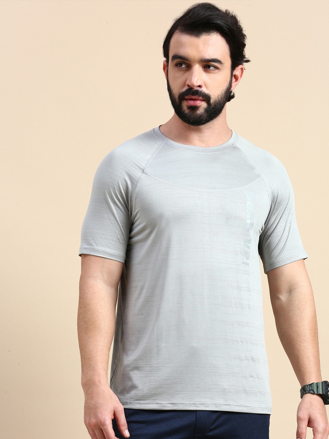 

Classic Polo Self Design Antimicrobial Slim Fit T-shirt, Grey