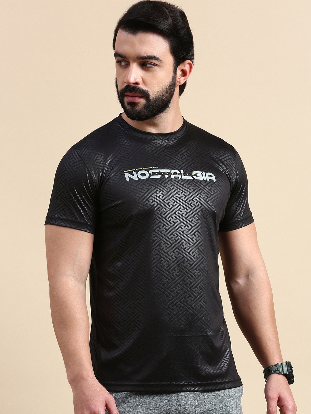 

Classic Polo Typography Printed Antimicrobial Applique Slim Fit T-shirt, Black