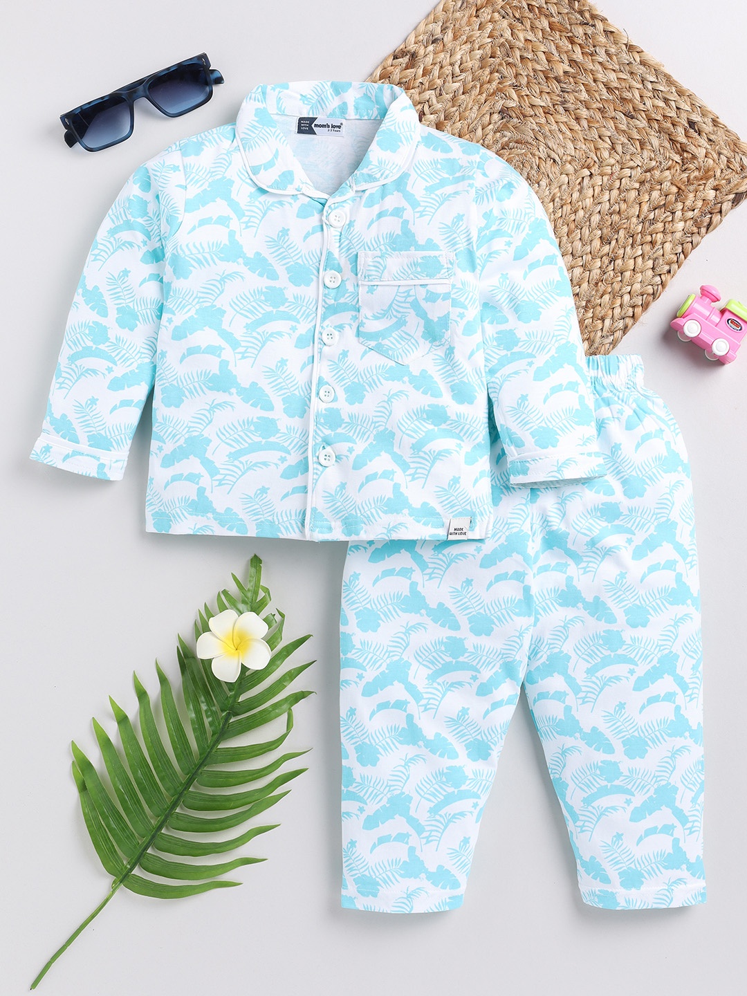 

Moms Love Girls Printed Pure Cotton Clothing Set, Blue