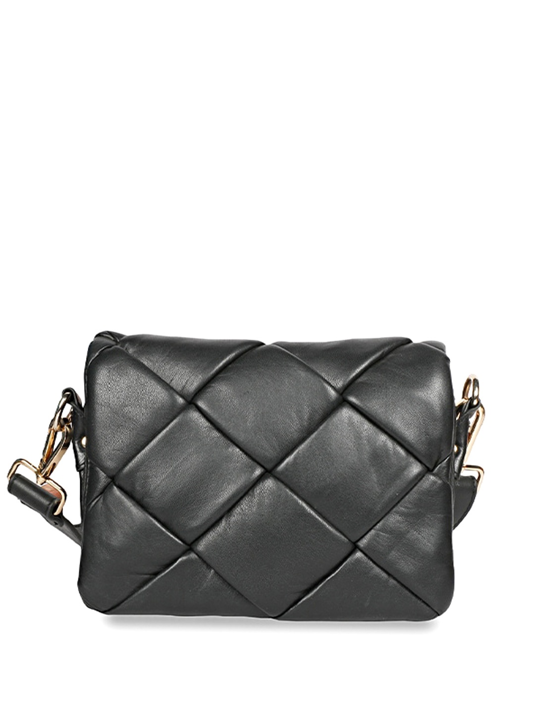 

Favore Quilted Detailed Structured Leather Sling Bag, Black