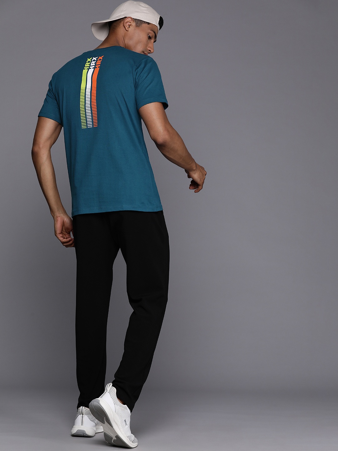 

HRX by Hrithik Roshan Men Brand Logo Printed Pure Cotton Sports T-shirt, Blue