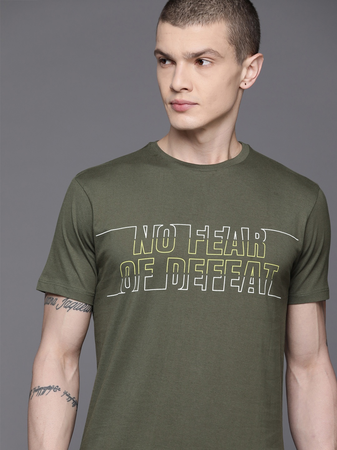 

HRX by Hrithik Roshan Men Typography Printed T-shirt, Olive