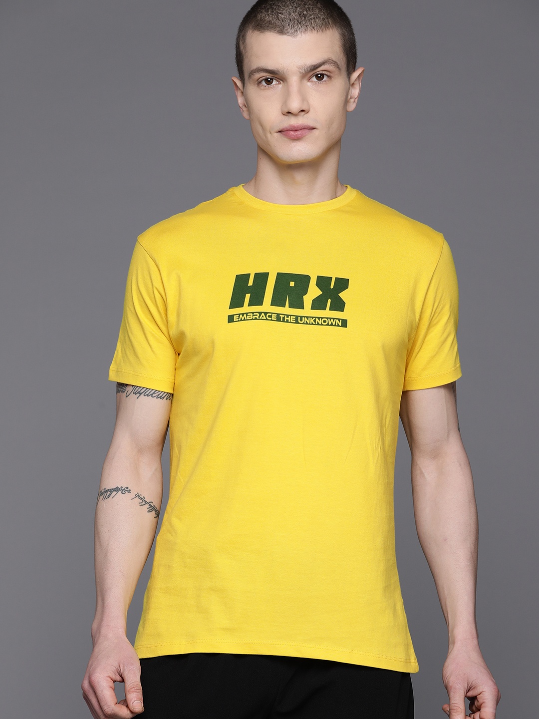 

HRX by Hrithik Roshan Men Typography Printed T-shirt, Yellow