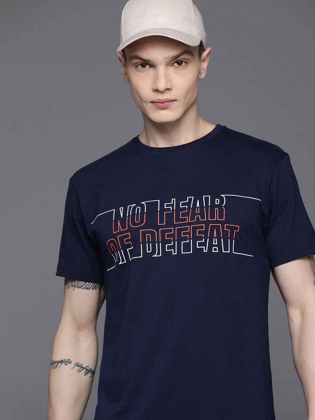 

HRX by Hrithik Roshan Men Typography Printed T-shirt, Navy blue
