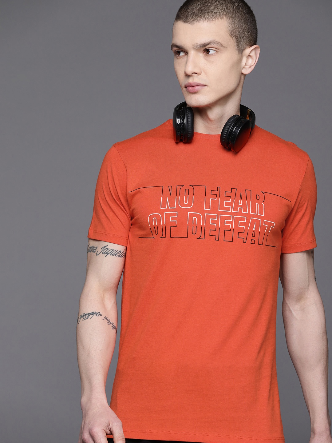 

HRX by Hrithik Roshan Men Typography Printed T-shirt, Orange