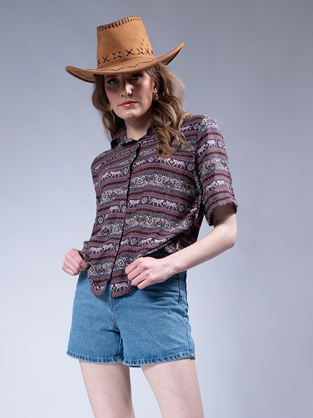 

Stylecast X Hersheinbox Printed Casual Shirt, Mauve