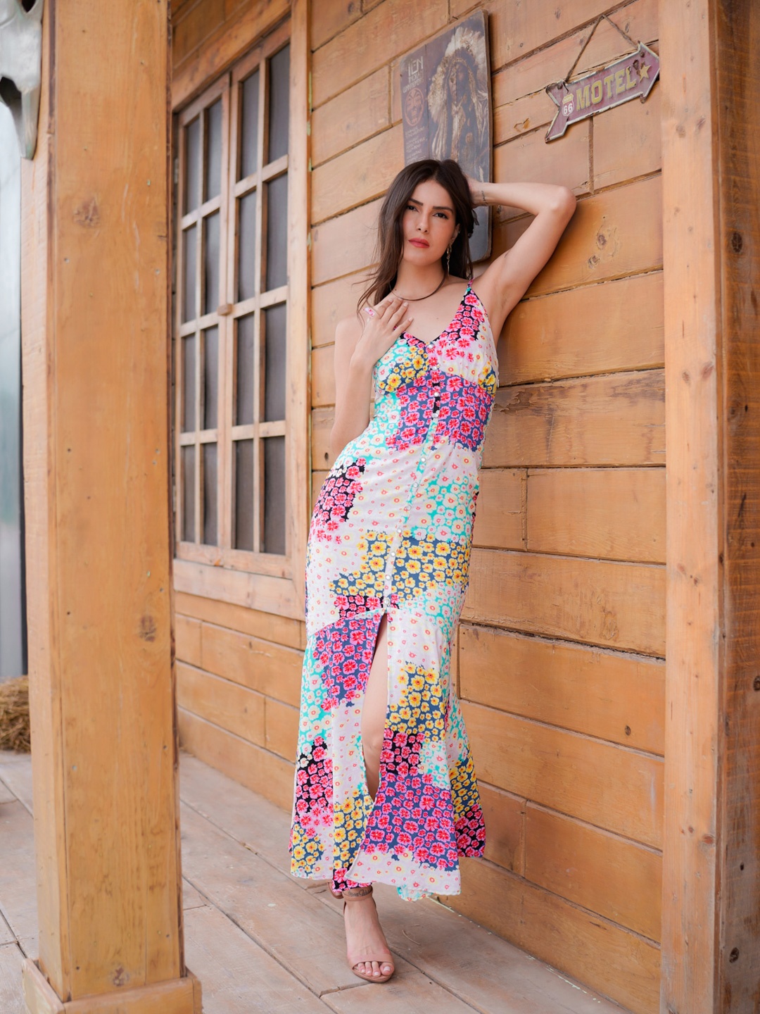 

Stylecast X Hersheinbox Floral Printed Side Slit Maxi Dress, Pink
