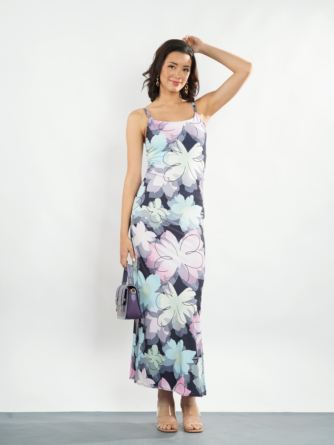

Stylecast X Hersheinbox Floral Print Side Slit Maxi Dress, Multi