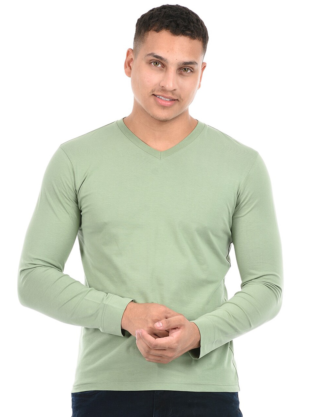 

Octave V-Neck Full Sleeves T-shirt, Green