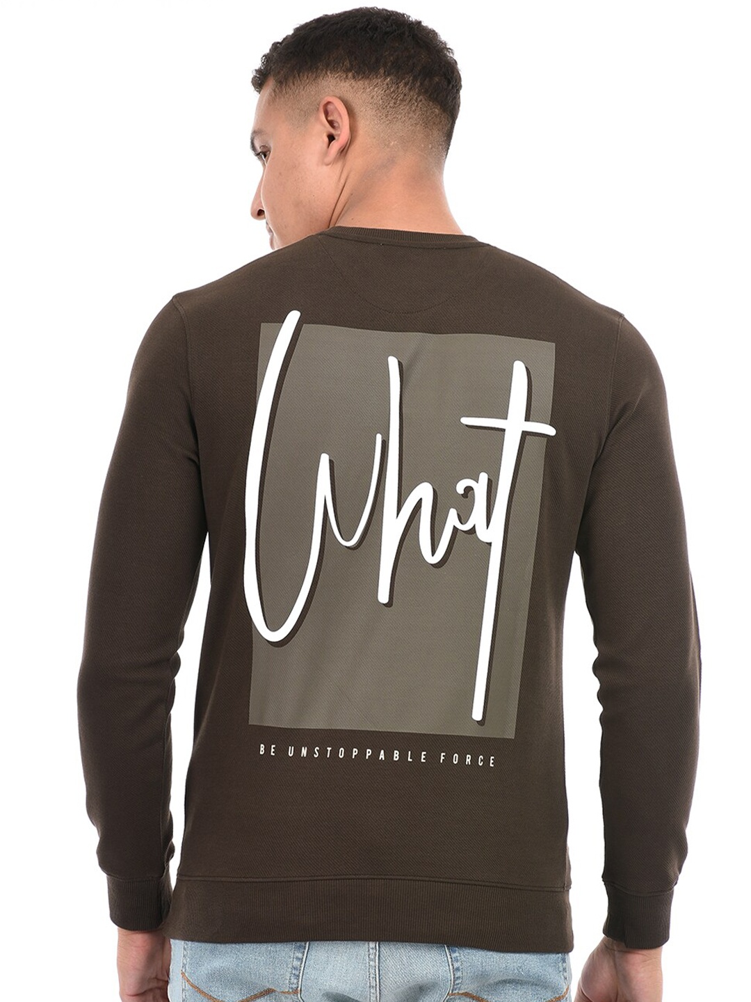 

Octave Men Typography Printed Full Sleeves T-shirt, Brown