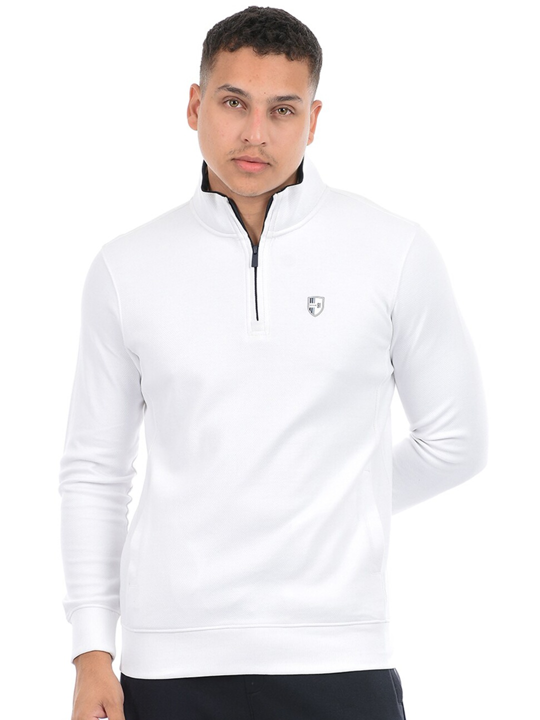 

Octave Men Mandarin Collar T-shirt, White