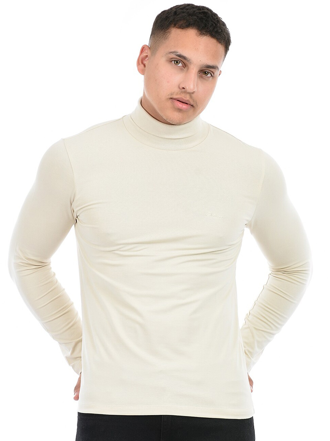 

Octave High Neck Long Sleeves Casual T-shirt, Beige