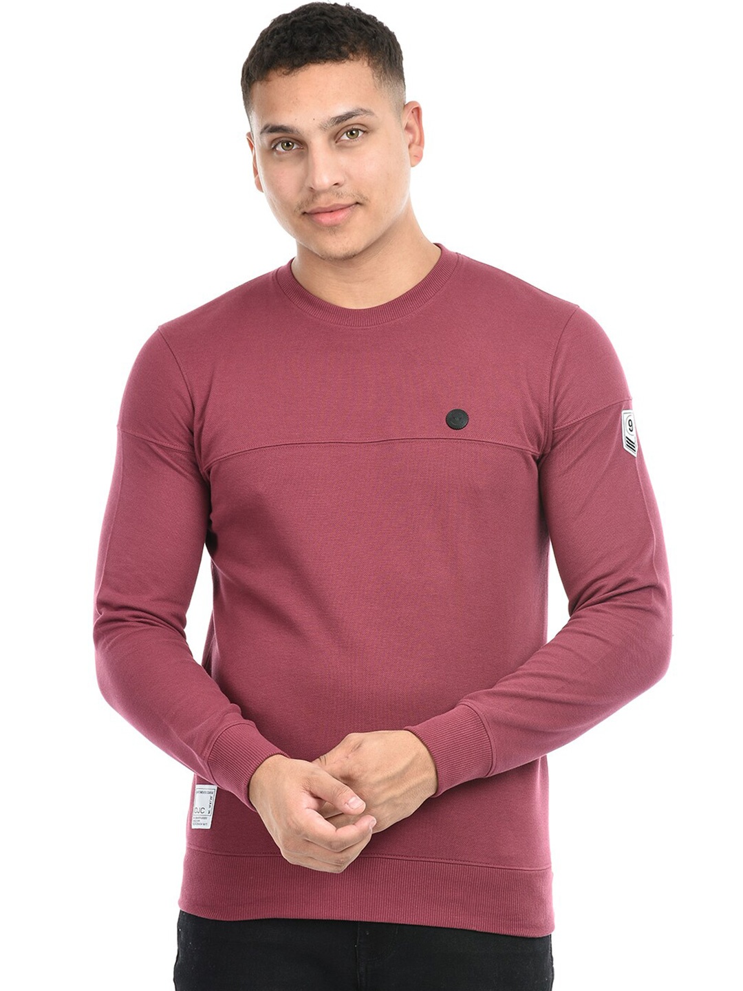 

Octave Round Neck Long Sleeves Cotton T-shirt, Pink
