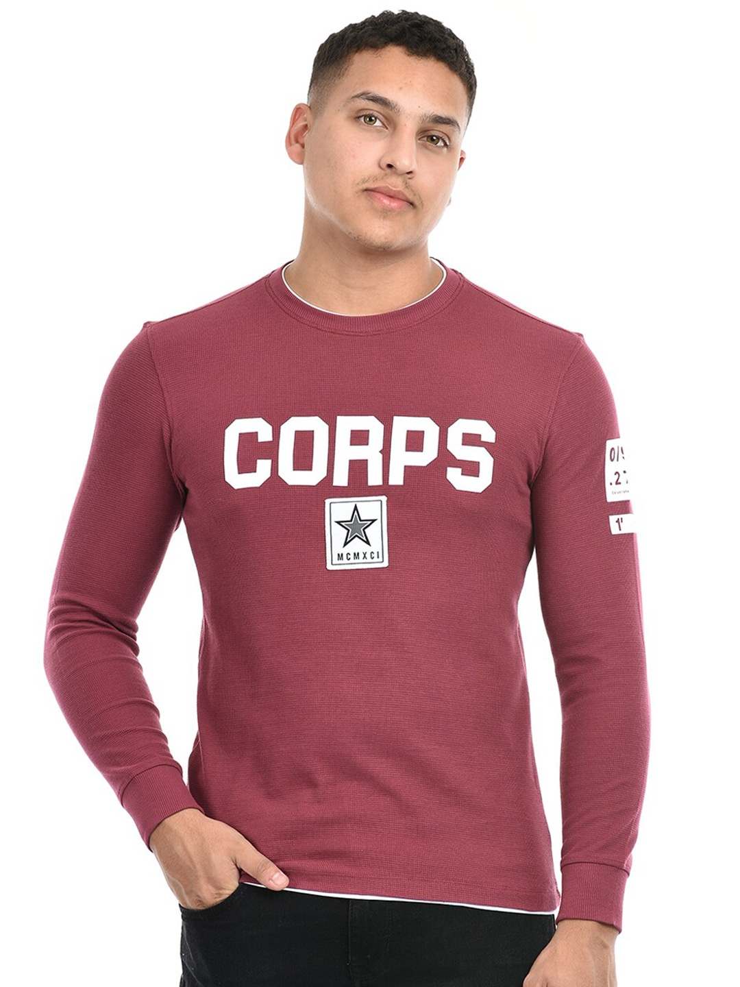 

Octave Typography Printed Cotton T-shirt, Pink